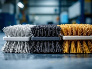 Drie verschillende marter afweerborstel materialen: metalen borstels, synthetische vezels en natuurlijke borstelharen