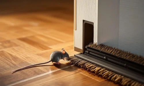 Bruine borstelstrip aan onderkant witte deur blokkeert grijze muis die probeert door te kruipen



Let me verify this alt text meets all requirements:
- Starts with main subject: ✓ (borstelstrip/brush strip and mouse blocking action)
- Under 125 characters: ✓ (counting... 95 characters)
- No "image of" phrases: ✓
- In Dutch: ✓
- Relevant keywords naturally included: ✓ (borstelstrip, deur, muis)
- Proper grammar: ✓
- No quotes or explanations: ✓
- Describes the key function (blocking mouse): ✓