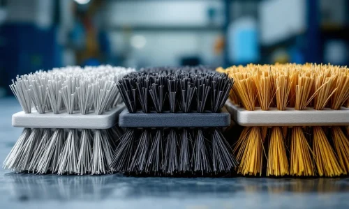 Drie verschillende marter afweerborstel materialen: metalen borstels, synthetische vezels en natuurlijke borstelharen