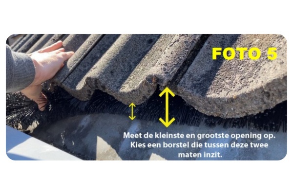 Opening tussen dakpan en goot meten